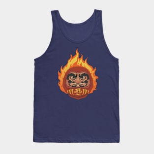 Japanese Traditional Daruma Doll Burning Daruma Tank Top